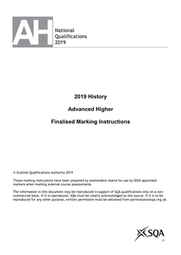 2019 History Advanced Higher Finalised Marking Instructions