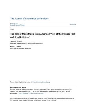 The Role of Mass Media in an American View of the Chinese “Belt and Road Initiative”