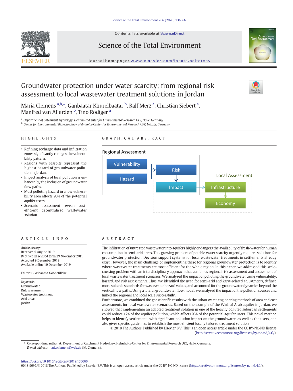 Groundwater Protection Under Water Scarcity; from Regional Risk Assessment to Local Wastewater Treatment Solutions in Jordan