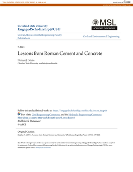 Lessons from Roman Cement and Concrete Norbert J