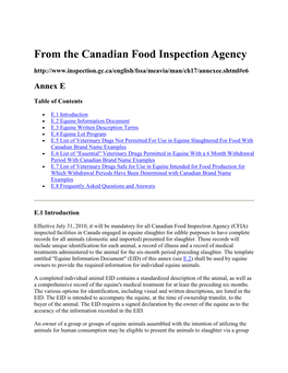 From the Canadian Food Inspection Agency Annex E