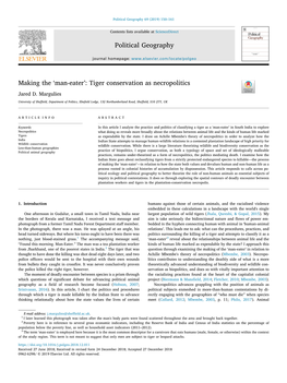Tiger Conservation As Necropolitics T Jared D
