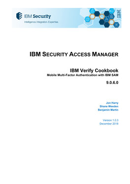 IBM SECURITY ACCESS MANAGER IBM Verify Cookbook