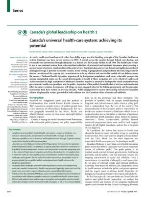 Canada's Universal Health-Care System: Achieving Its Potential