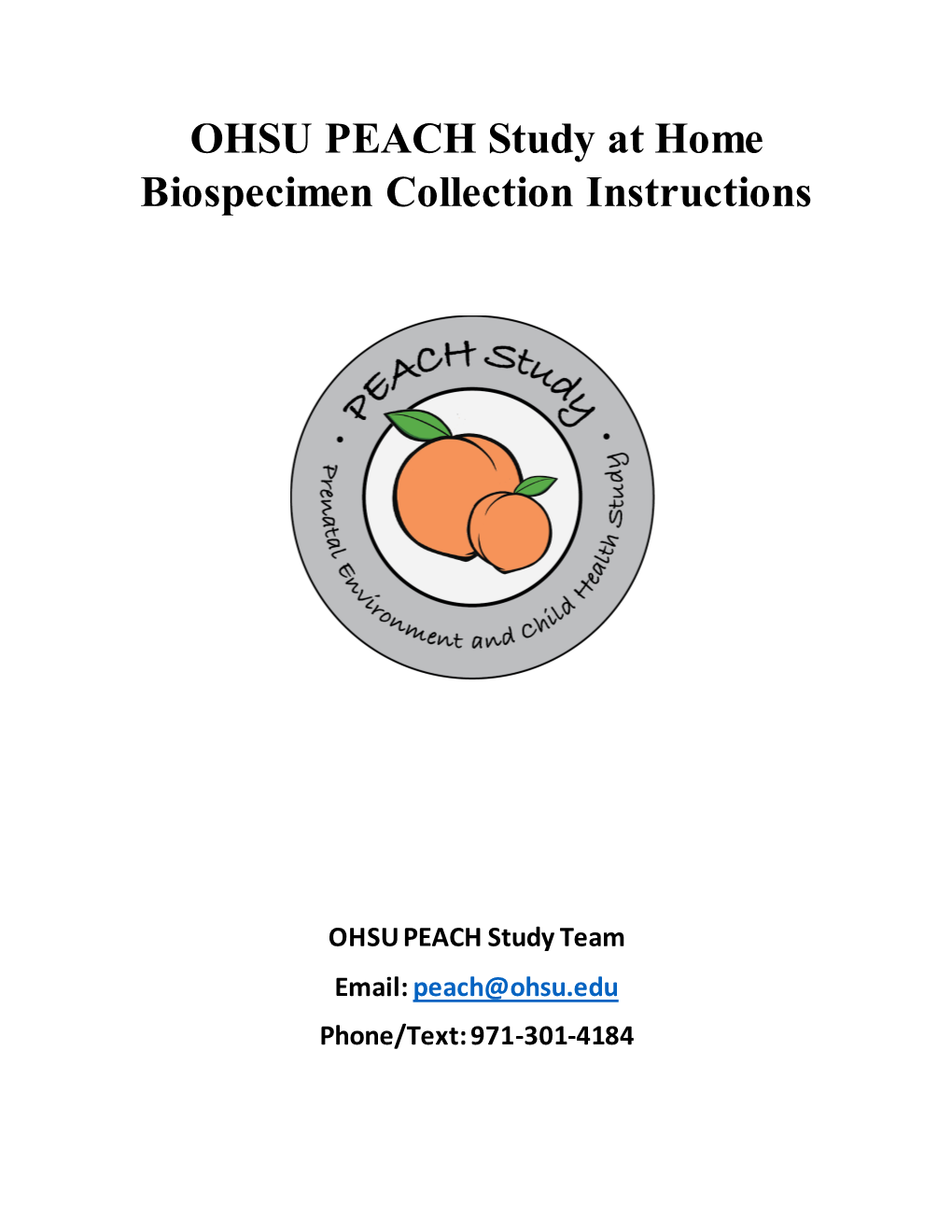 OHSU PEACH Study at Home Biospecimen Collection Instructions
