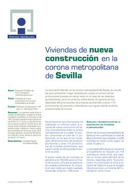 Viviendas De Nueva Construcción En La Corona Metropolitana De Sevilla