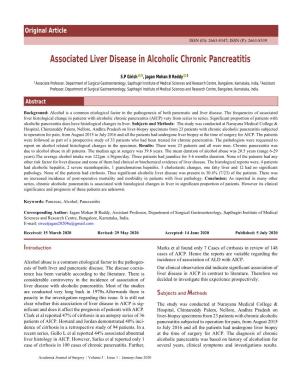 Associated Liver Disease in Alcoholic Chronic Pancreatitis