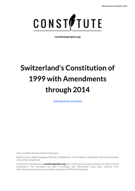 Switzerland's Constitution of 1999 with Amendments Through 2014