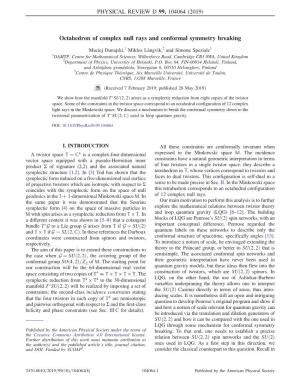 Octahedron of Complex Null Rays and Conformal Symmetry Breaking