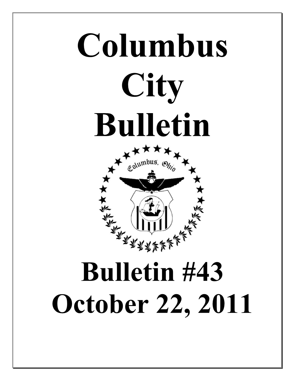 Bulletin #43 October 22, 2011