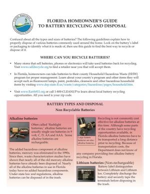 Florida Homeowner's Guide to Battery Recycling