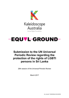 Submission to the UN Universal Periodic Review Regarding the Protection of the Rights of LGBTI Persons in Sri Lanka