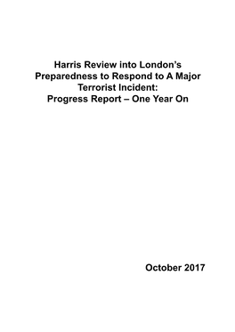 October 2017 Harris Review Into London's Preparedness To
