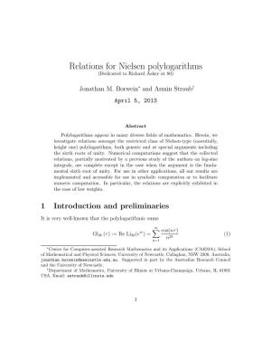 Relations for Nielsen Polylogarithms (Dedicated to Richard Askey at 80)