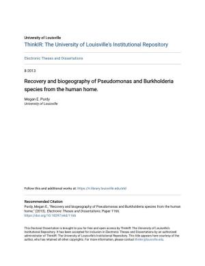 Recovery and Biogeography of Pseudomonas and Burkholderia Species from the Human Home