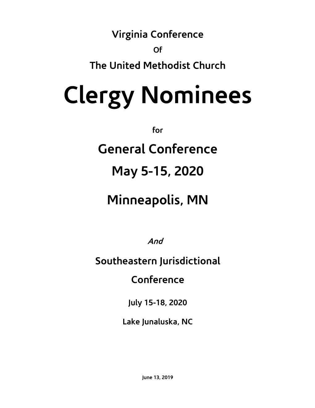 The United Methodist Church Clergy Nominees