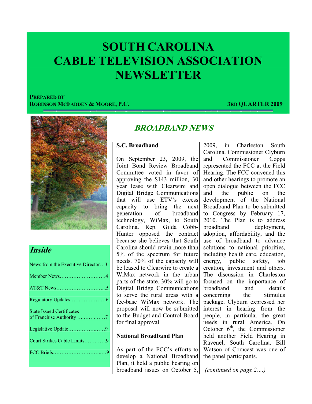 South Carolina Cable Television Association Newsletter