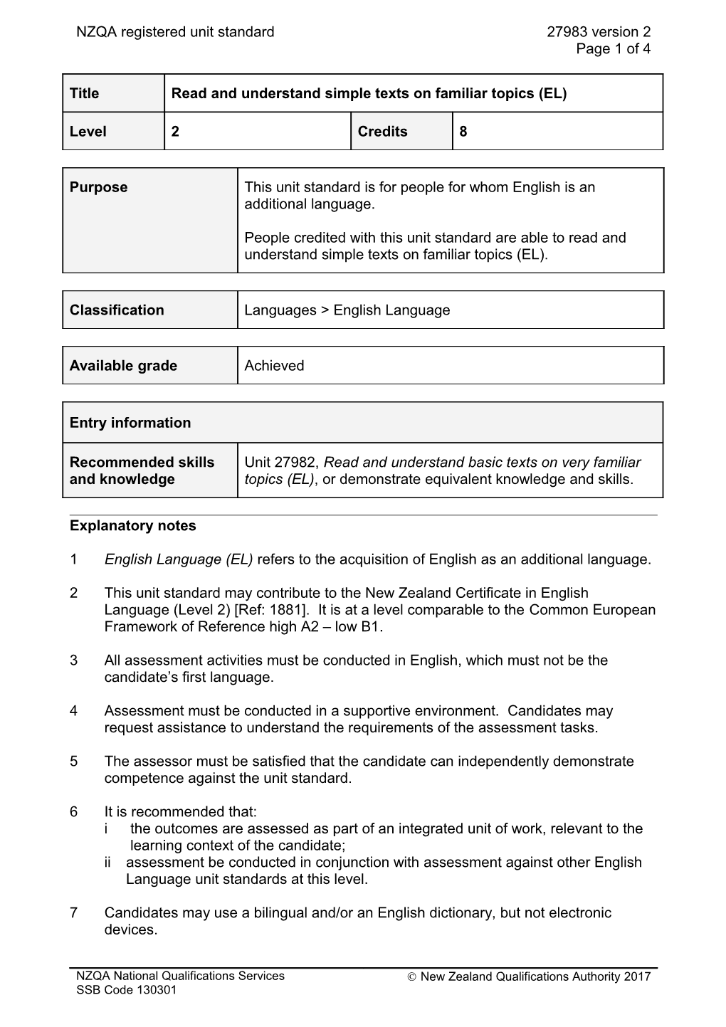 27983 Read And Understand Simple Texts On Familiar Topics (EL)