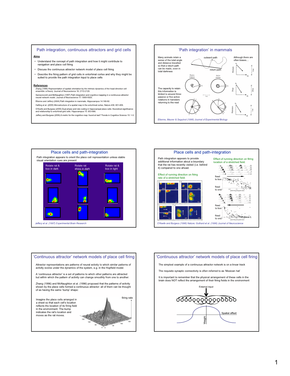 Path Integration, Continuous Attractors and Grid Cells ‘Path Integration’ in Mammals