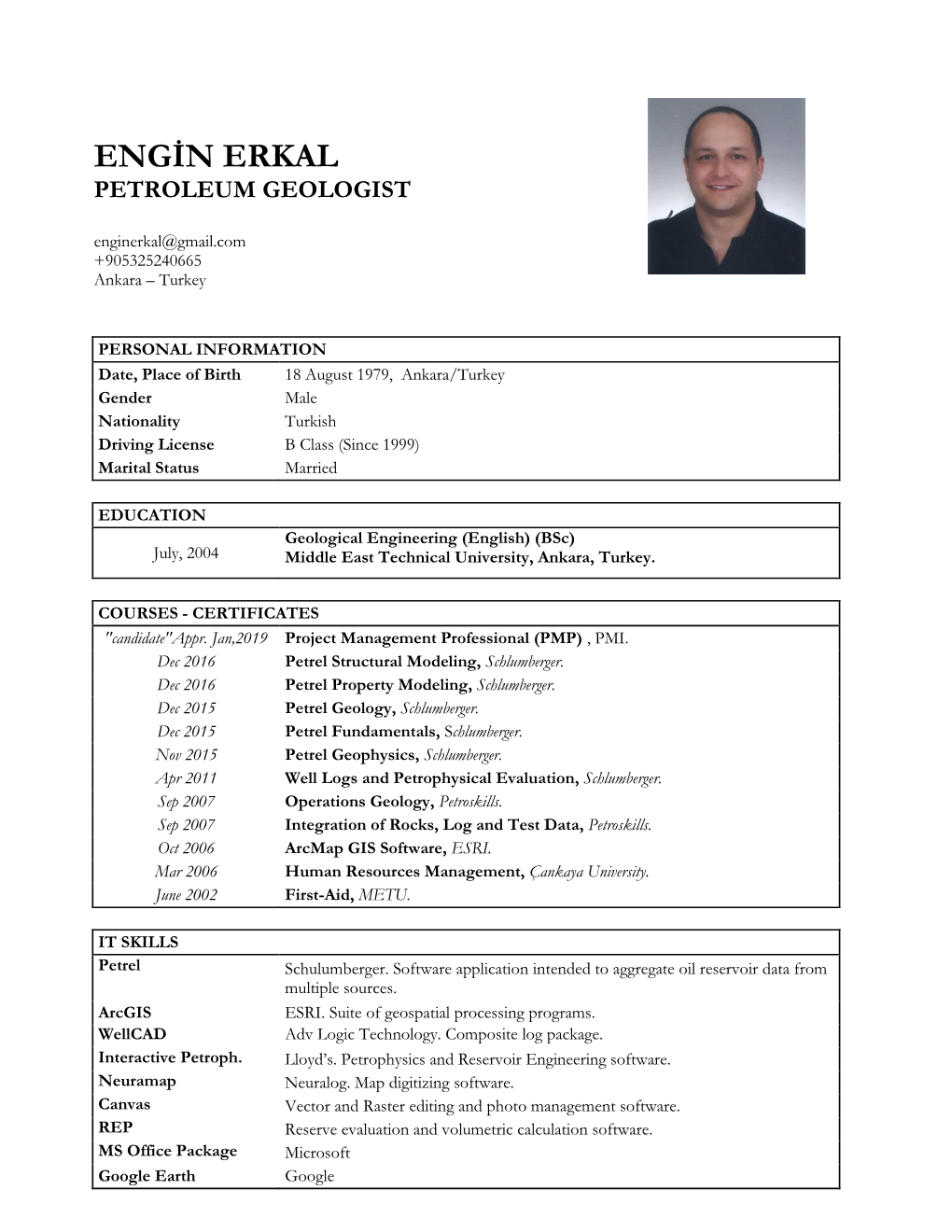 ENGİN ERKAL PETROLEUM GEOLOGIST Enginerkal@Gmail.Com +905325240665