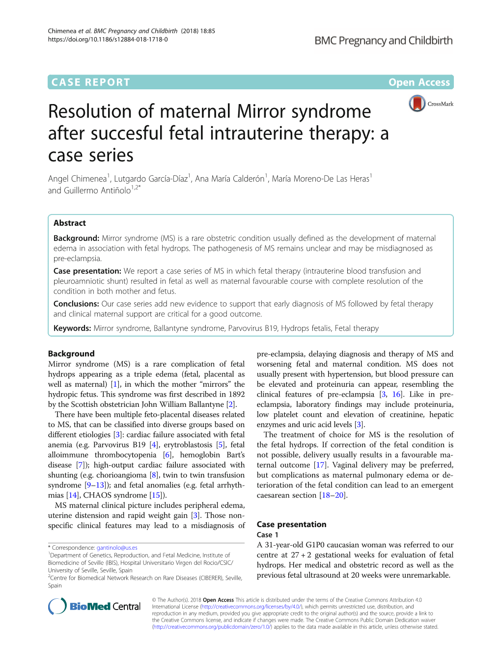 Resolution of Maternal Mirror Syndrome After Succesful Fetal