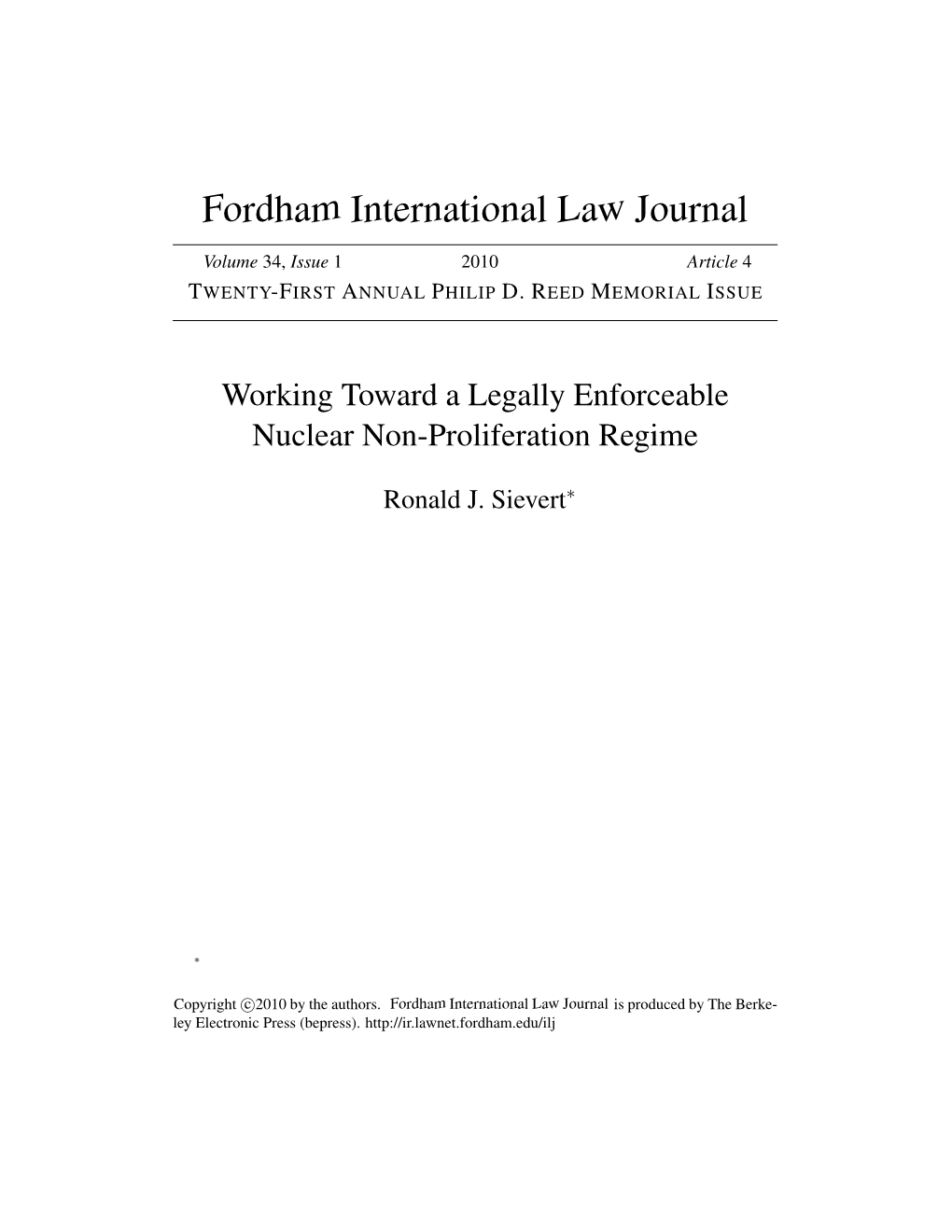 Working Toward a Legally Enforceable Nuclear Non-Proliferation Regime