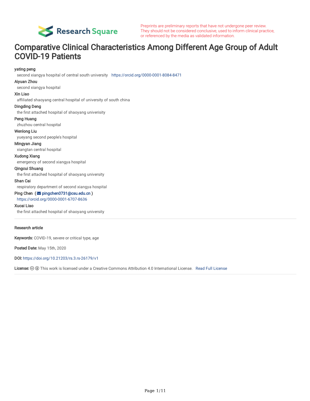 Comparative Clinical Characteristics Among Different