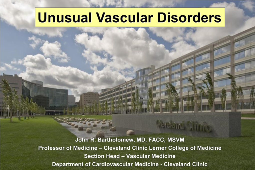 Uncommon Vascular Disorders