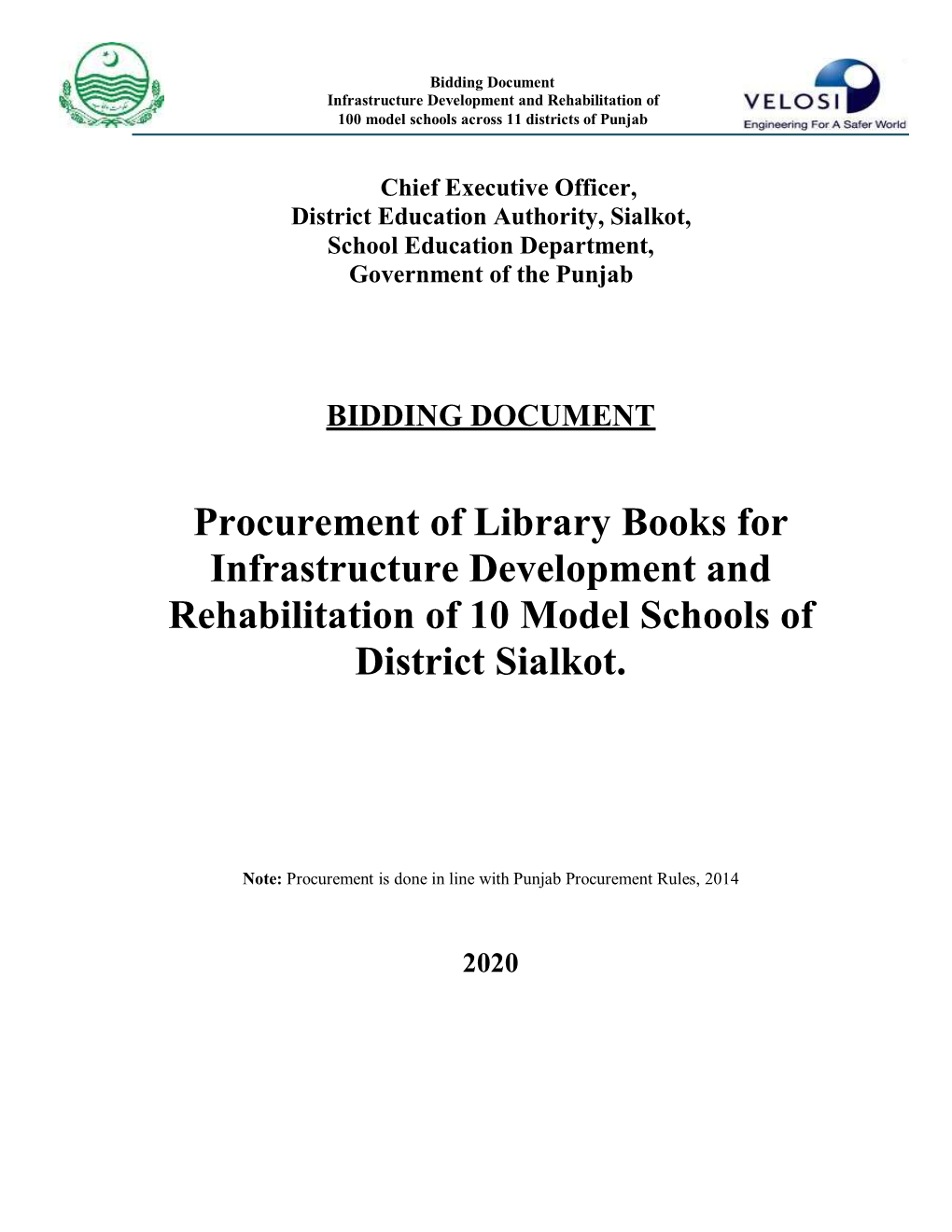 Procurement of Library Books for Infrastructure Development and Rehabilitation of 10 Model Schools of District Sialkot