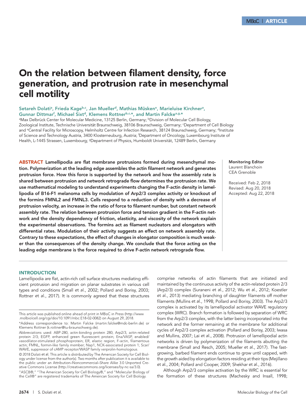 On the Relation Between Filament Density, Force Generation, and Protrusion Rate in Mesenchymal Cell Motility