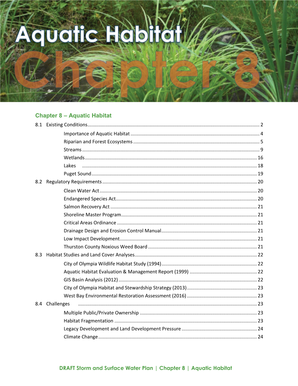 DRAFT Storm and Surface Water Plan | Chapter 8 | Aquatic Habitat