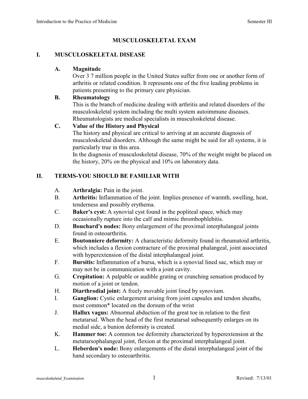 Musculoskeletal Exam