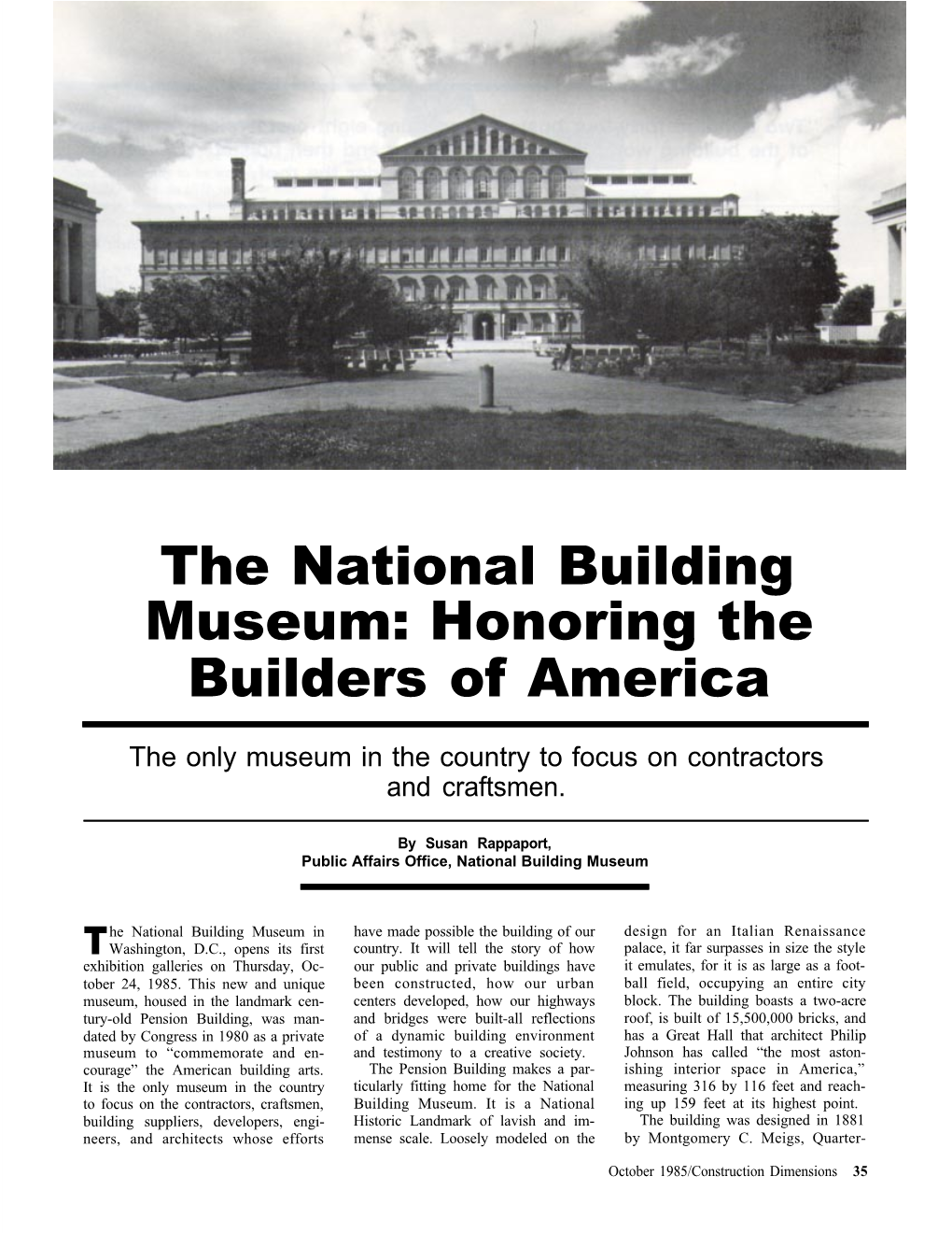 The National Building Museum: Honoring the Builders of America