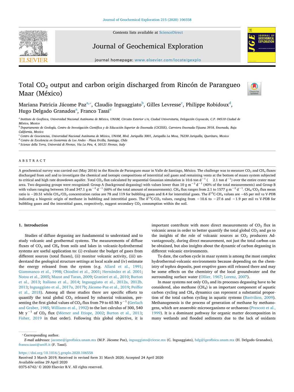 Total CO2 Output and Carbon Origin Discharged from Rincón De Parangueo Maar (México)