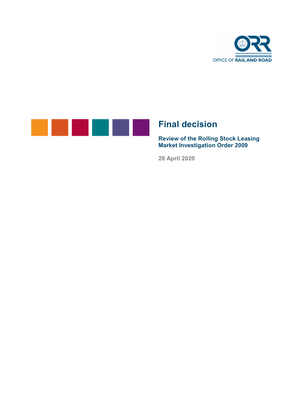 Review of the Rolling Stock Leasing Market Investigation Order 2009