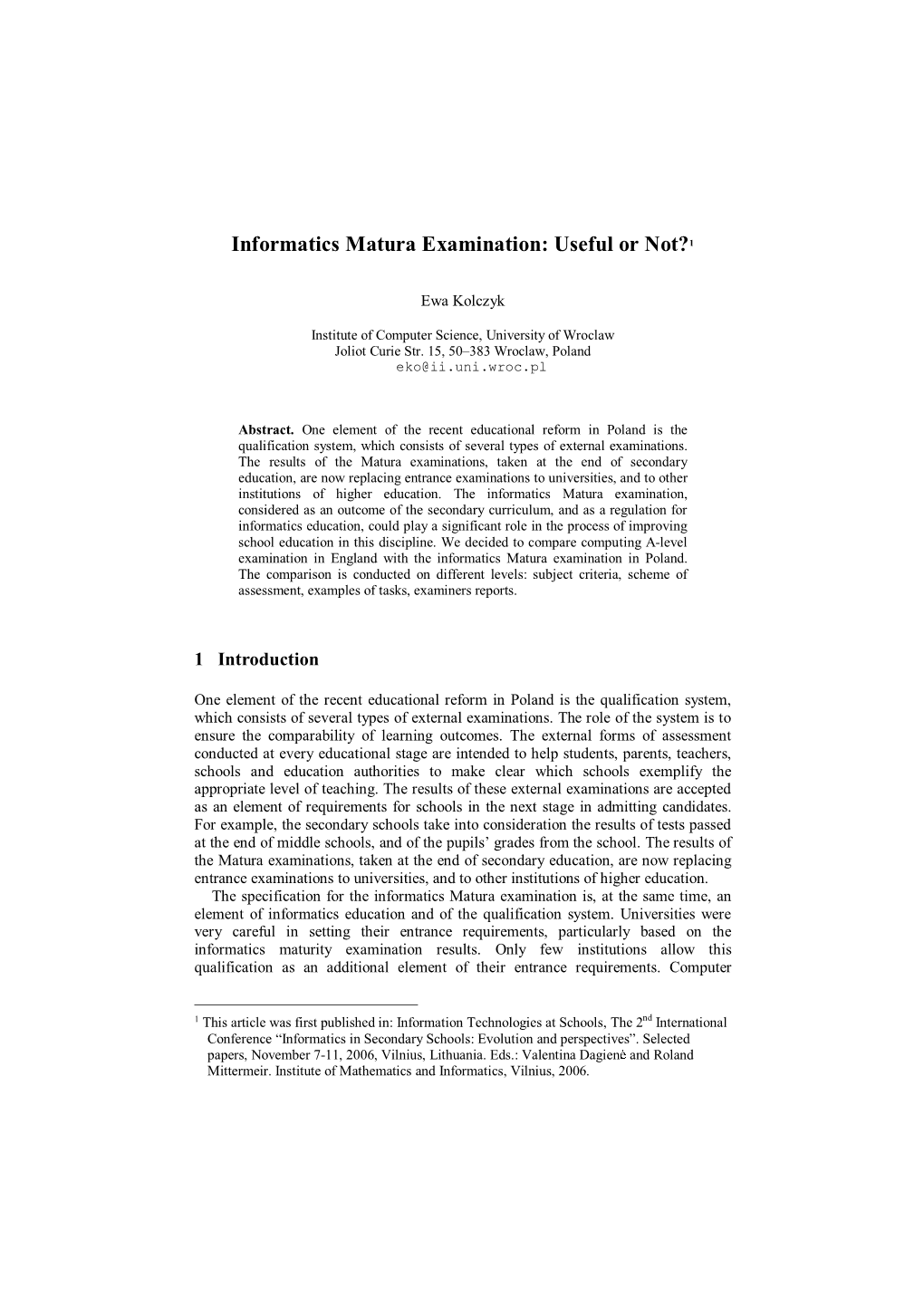 Informatics Matura in Poland