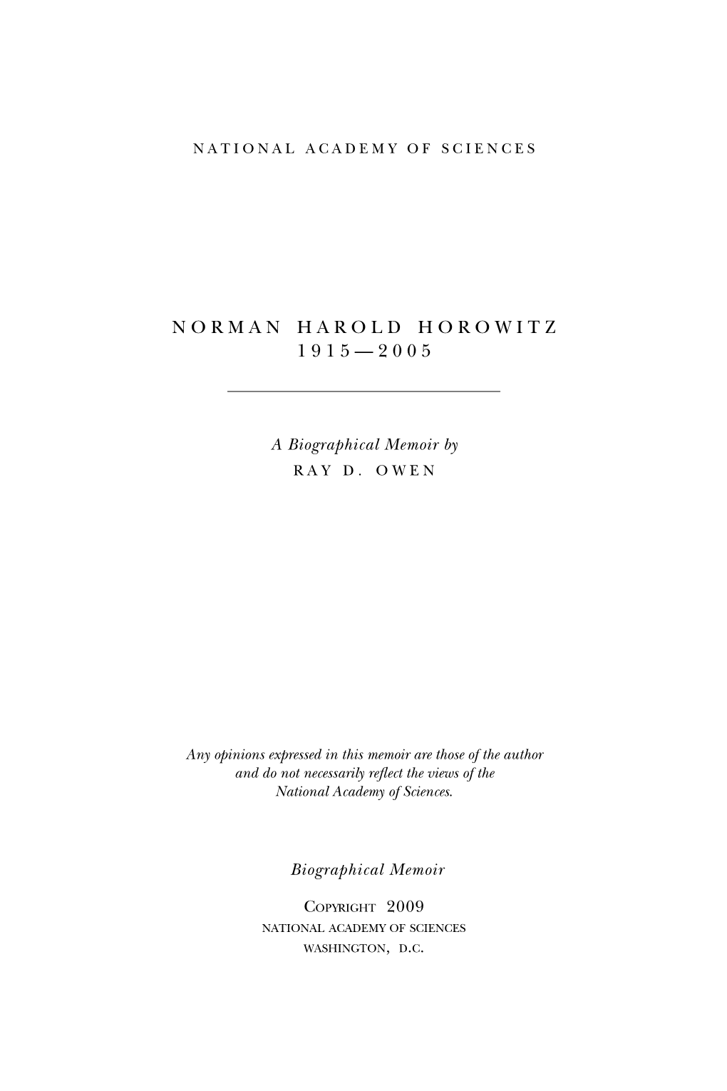 Norman Harold Horowitz 1915—2005