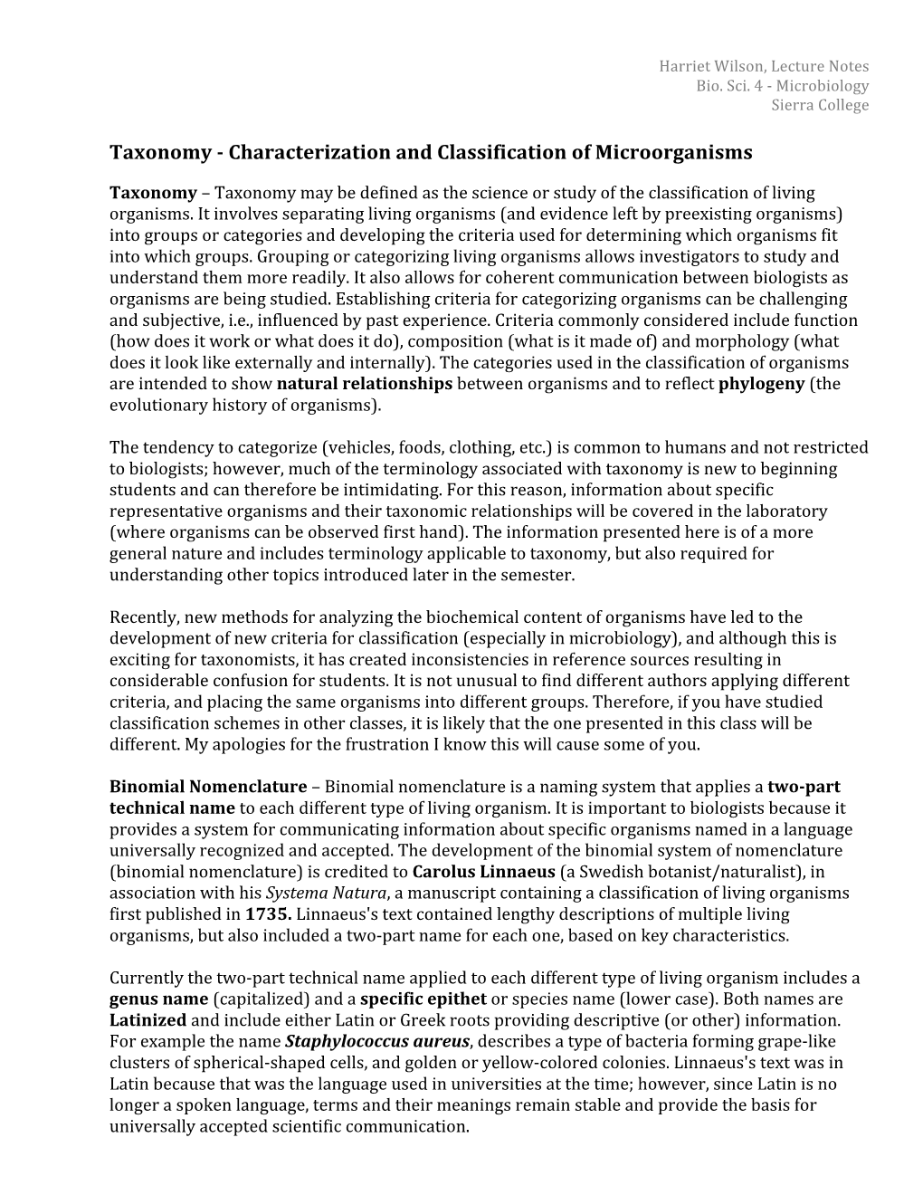 Taxonomy - Characterization and Classification of Microorganisms