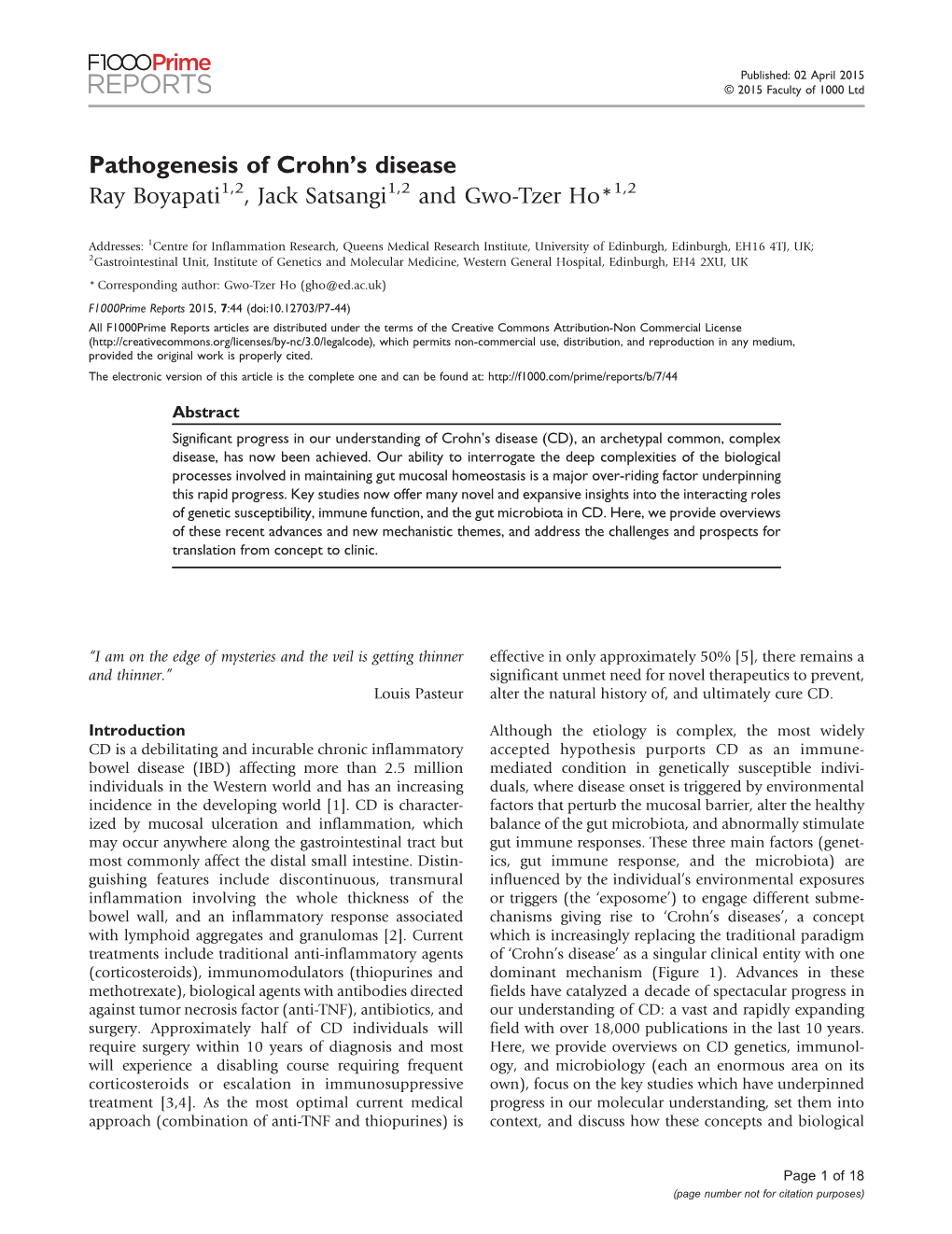 Pathogenesis of Crohnps Disease