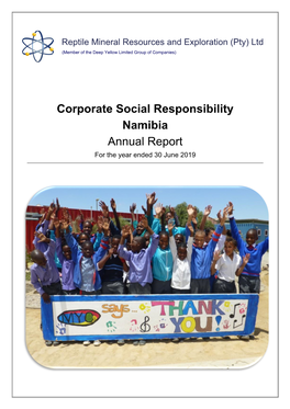 Corporate Social Responsibility Namibia Annual Report for the Year Ended 30 June 2019