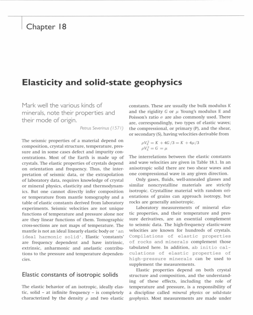 Chapter 18. Elasticity and Solid-State Geophysics