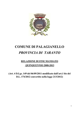 Comune Di Palagianello Provincia Di Taranto