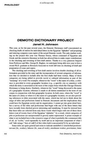 Demotic Dictionary Project