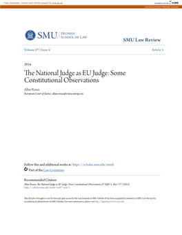 The National Judge As EU Judge: Some Constitutional Observations, 67 SMU L