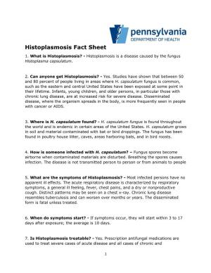 Histoplasmosis Fact Sheet