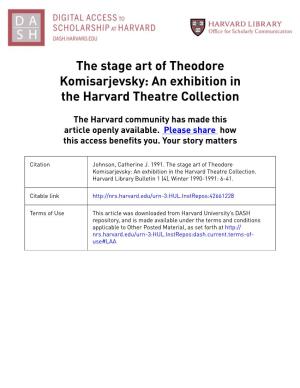 The Stage Art of Theodore Komisarjevsky: an Exhibition in the Harvard Theatre Collection