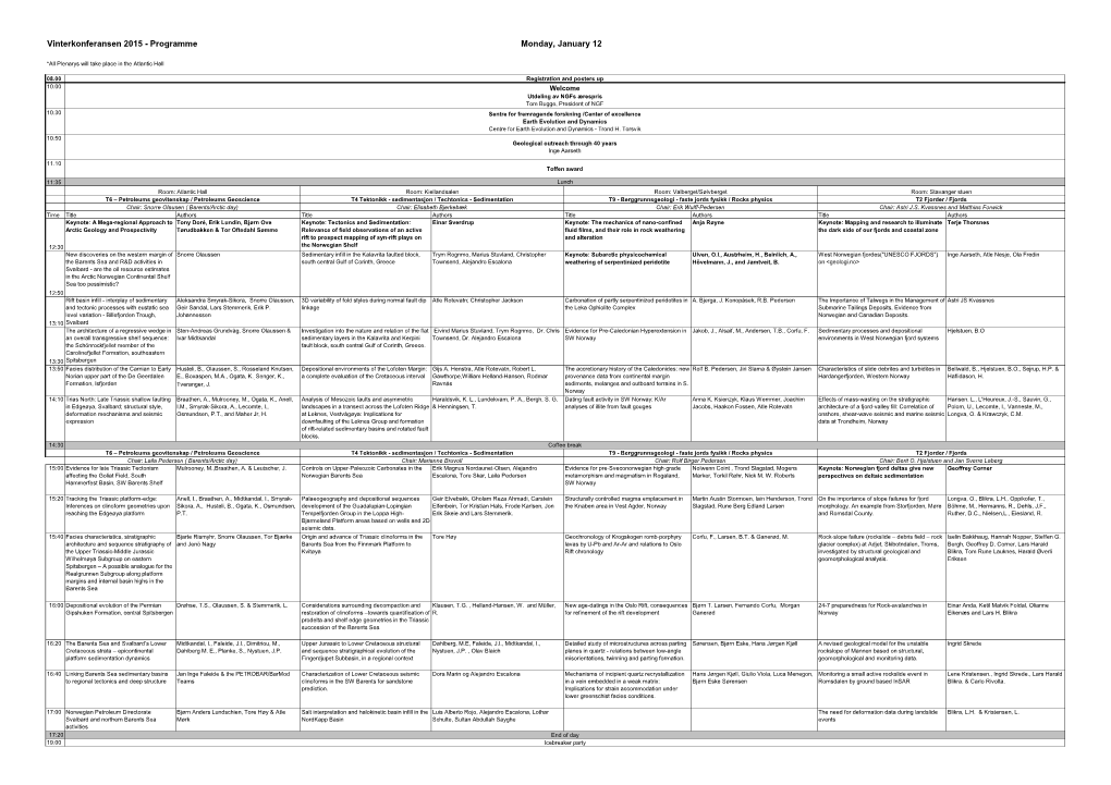 Vinterkonferansen 2015 - Programme Monday, January 12