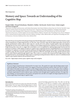 Memory and Space: Towards an Understanding of the Cognitive Map