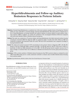 Hyperbilirubinemia and Follow-Up Auditory Brainstem Responses in Preterm Infants