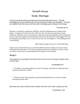 Growth Group Marriage Study